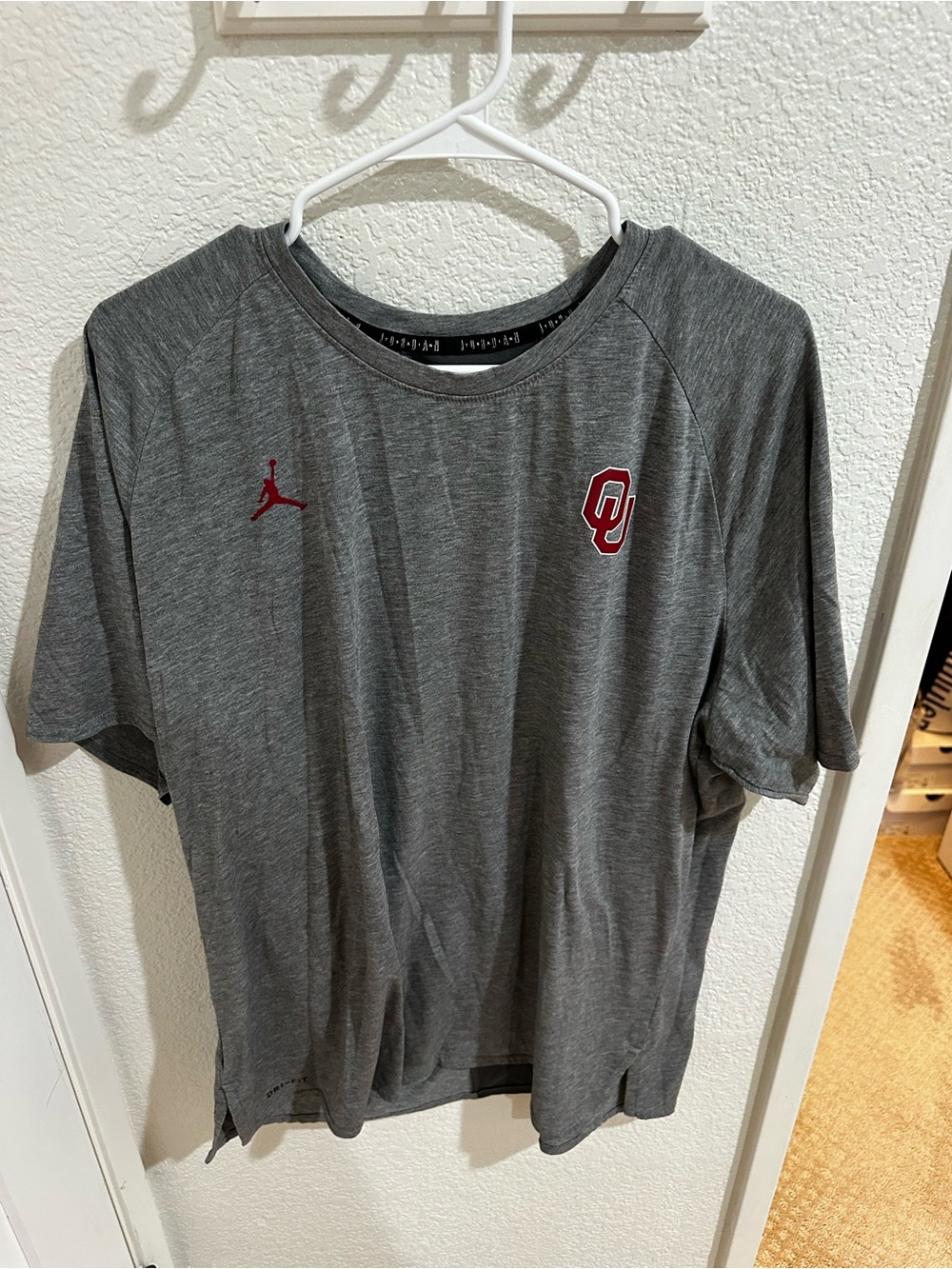 Jordan Gray Short-Sleeve OU Logo Athletic Tee